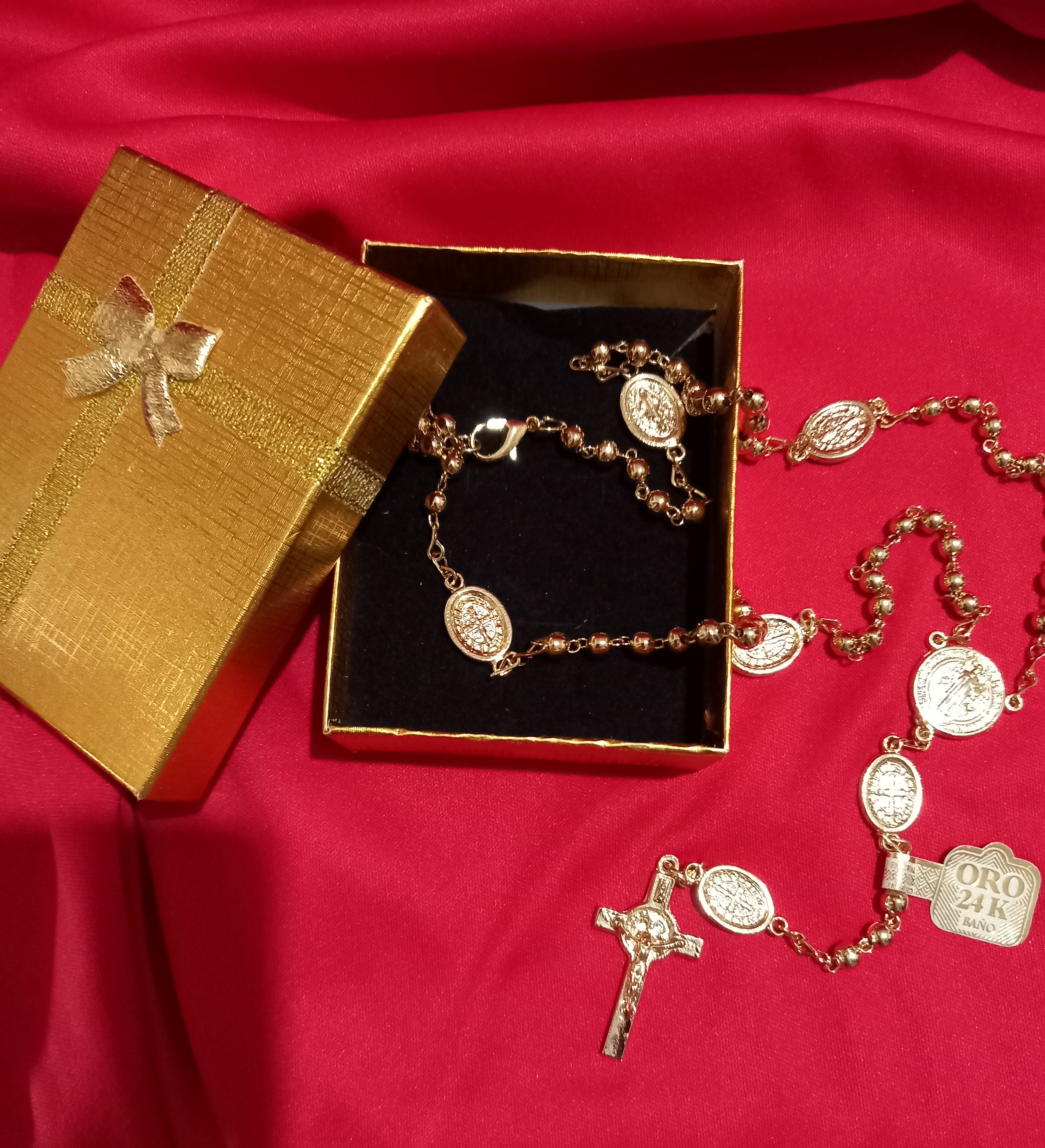 ROSARIO BAÑO DE ORO 24 K