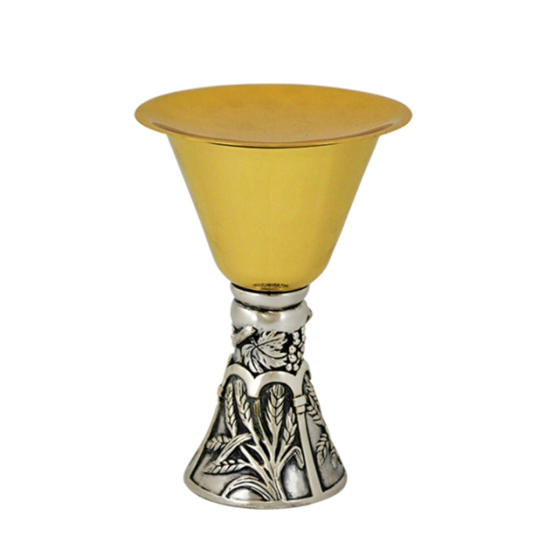 CALIZ CON PATENA. ESPIGAS (18CM DE ALTO, 14CM DE DIAMETRO) (CALIZ #132, PATENA #105)(21-1007SB)1065426840