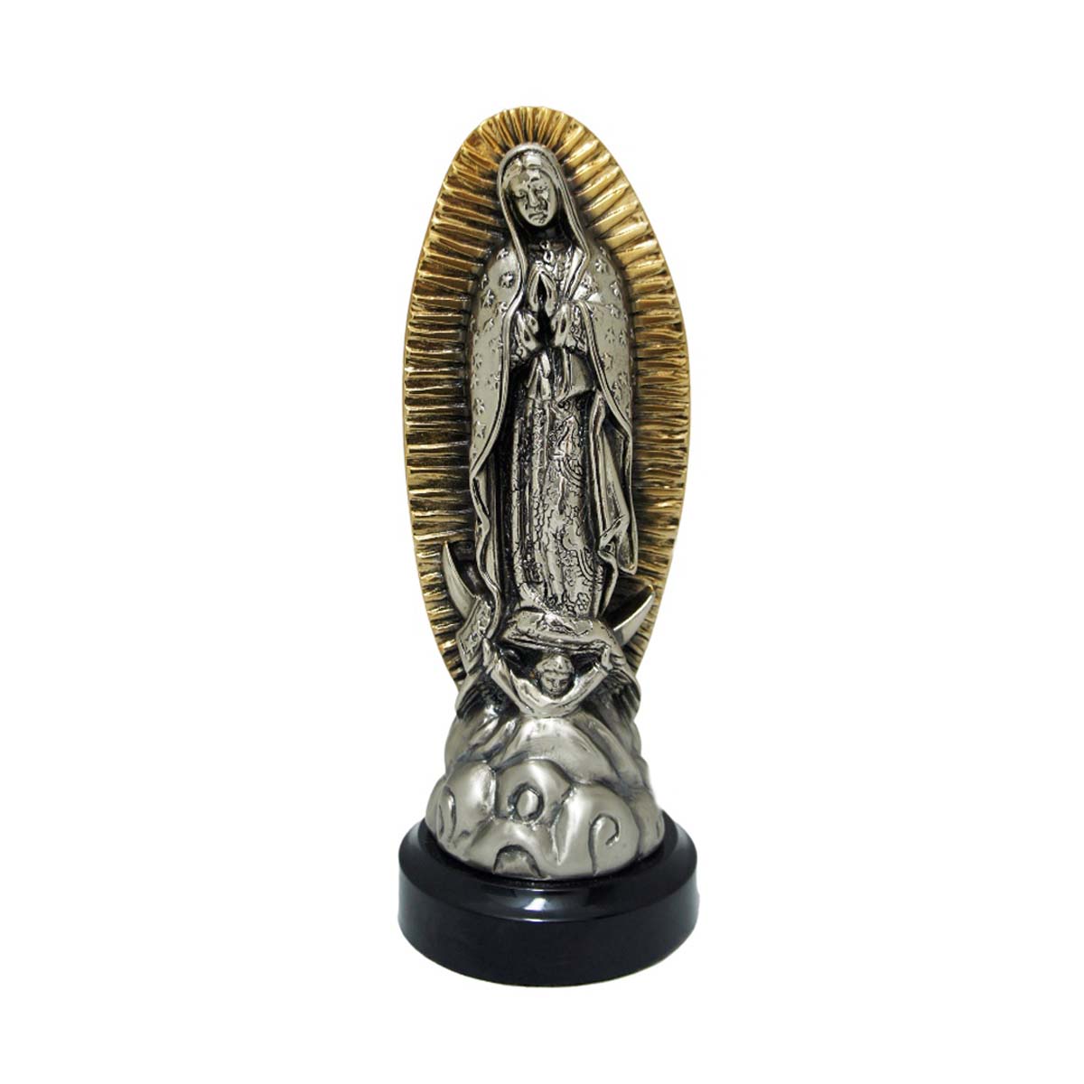 VIRGEN DE GUADALUPE (NIQUEL/BRONCE SOBRE BASE DE EBANO)(22CM DE ALTO)(01-0768NBE)1065426840