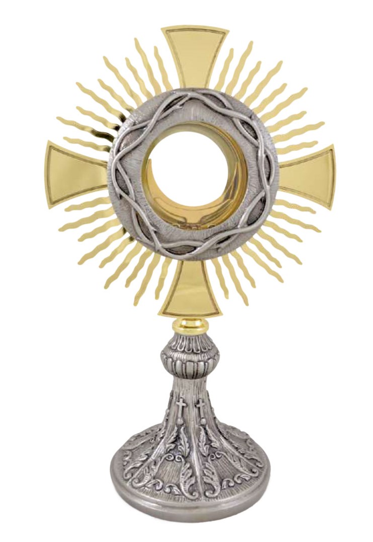 CUSTODIA CORONA DE ESPINAS CON SEIS CRUCES (35CM DE ALTO, 25CM DE DIAMETRO)