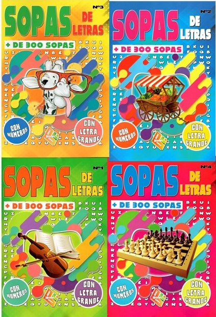 SOPAS DE LETRAS + DE 300 SOPAS (1-4)(LETRA GRANDE)