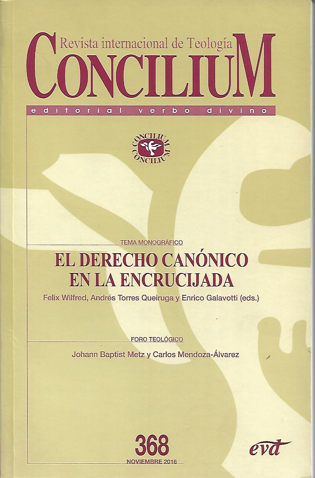 REVISTA CONCILIUM: EL DERECHO CANONICO EN LA ENCRUCIJADA